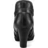imagemysoft Womens Zipper Booties Chunky Stacked Heel Ankle Boots Buckle Strap AnkleBlack Pu