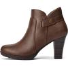 imagemysoft Womens Zipper Booties Chunky Stacked Heel Ankle Boots Buckle Strap AnkleDark Brown