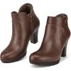imagemysoft Womens Zipper Booties Chunky Stacked Heel Ankle Boots Buckle Strap AnkleDark Brown