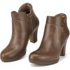 imagemysoft Womens Zipper Booties Chunky Stacked Heel Ankle Boots Buckle Strap AnkleKhaki