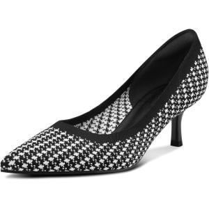 imagemysoft Kitten Heels for Women Low Heel Pumps 2 Inch Closed Toe Wedding Dress ShoesBlack  White