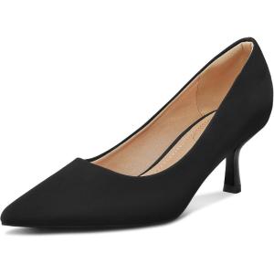 imagemysoft Kitten Heels for Women Low Heel Pumps 2 Inch Closed Toe Wedding Dress ShoesBlack