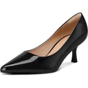 imagemysoft Kitten Heels for Women Low Heel Pumps 2 Inch Closed Toe Wedding Dress ShoesBlack Patent