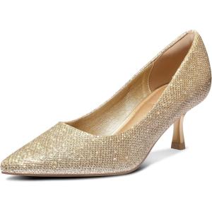 imagemysoft Kitten Heels for Women Low Heel Pumps 2 Inch Closed Toe Wedding Dress ShoesGold