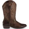 imagemysoft Womens Wide Calf Cowboy Boots PullOn MidCalf Embroidered Pointed Toe Retro Western BootsDark Brown