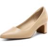 imagemysoft Womens Pointed Toe Pumps 2 Inch Chunky Block Low Heels Dressy Shoes Slip On PumpsNude Pu