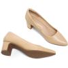 imagemysoft Womens Pointed Toe Pumps 2 Inch Chunky Block Low Heels Dressy Shoes Slip On PumpsNude Pu