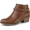 imagemysoft Womens Ankle Boots Low Chunky Heel Round Toe Wide Width Short Booties Side ZipperTan Pu