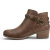 imagemysoft Womens Ankle Boots Low Chunky Heel Round Toe Wide Width Short Booties Side ZipperAged Brown