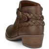 imagemysoft Womens Ankle Boots Low Chunky Heel Round Toe Wide Width Short Booties Side ZipperAged Brown