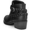 imagemysoft Womens Ankle Boots Low Chunky Heel Round Toe Wide Width Short Booties Side ZipperBlack Pu