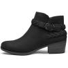 imagemysoft Womens Ankle Boots Low Chunky Heel Round Toe Wide Width Short Booties Side ZipperBlack Suede
