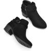 imagemysoft Womens Ankle Boots Low Chunky Heel Round Toe Wide Width Short Booties Side ZipperBlack Suede