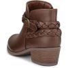 imagemysoft Womens Ankle Boots Low Chunky Heel Round Toe Wide Width Short Booties Side ZipperBrown Pu