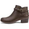 imagemysoft Womens Ankle Boots Low Chunky Heel Round Toe Wide Width Short Booties Side ZipperDark Brown Pu