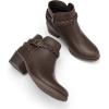 imagemysoft Womens Ankle Boots Low Chunky Heel Round Toe Wide Width Short Booties Side ZipperDark Brown Pu