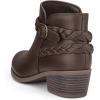imagemysoft Womens Ankle Boots Low Chunky Heel Round Toe Wide Width Short Booties Side ZipperDark Brown Pu