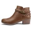 imagemysoft Womens Ankle Boots Low Chunky Heel Round Toe Wide Width Short Booties Side ZipperTan Pu