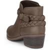 imagemysoft Womens Ankle Boots Low Chunky Heel Round Toe Wide Width Short Booties Side ZipperTaupe Pu