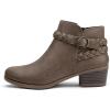 imagemysoft Womens Ankle Boots Low Chunky Heel Round Toe Wide Width Short Booties Side ZipperTaupe Pu
