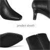 imagemysoft Womens Kitten Heel Ankle Boots Square Toe Booties Comfortable Dress Shoes with Side ZipperBlack Pu
