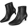 imagemysoft Womens Kitten Heel Ankle Boots Square Toe Booties Comfortable Dress Shoes with Side ZipperBlack Pu