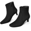 imagemysoft Womens Kitten Heel Ankle Boots Square Toe Booties Comfortable Dress Shoes with Side ZipperBlack Suede