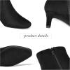 imagemysoft Womens Kitten Heel Ankle Boots Square Toe Booties Comfortable Dress Shoes with Side ZipperBlack Suede