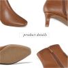 imagemysoft Womens Kitten Heel Ankle Boots Square Toe Booties Comfortable Dress Shoes with Side ZipperCaramel Brown
