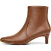 imagemysoft Womens Kitten Heel Ankle Boots Square Toe Booties Comfortable Dress Shoes with Side ZipperCaramel Brown