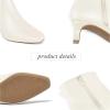 imagemysoft Womens Kitten Heel Ankle Boots Square Toe Booties Comfortable Dress Shoes with Side ZipperCream Pu