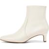 imagemysoft Womens Kitten Heel Ankle Boots Square Toe Booties Comfortable Dress Shoes with Side ZipperCream Pu
