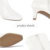 imagemysoft Womens Kitten Heel Ankle Boots Square Toe Booties Comfortable Dress Shoes with Side ZipperWhite Pu