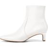 imagemysoft Womens Kitten Heel Ankle Boots Square Toe Booties Comfortable Dress Shoes with Side ZipperWhite Pu
