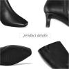 imagemysoft Womens Knee High Boots Kitten Heel Square Toe Fashion Tall Boots Side Zipper Long BootsBlack Pu