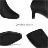 imagemysoft Womens Knee High Boots Kitten Heel Square Toe Fashion Tall Boots Side Zipper Long BootsBlack Suede