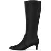 imagemysoft Womens Knee High Boots Kitten Heel Square Toe Fashion Tall Boots Side Zipper Long BootsBlack Suede
