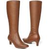 imagemysoft Womens Knee High Boots Kitten Heel Square Toe Fashion Tall Boots Side Zipper Long BootsCaramel Brown