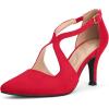 imagemysoft Womens Dress Shoes Closed Toe 3 Inch Heels Cross Strap Stiletto Pumps Wedding Prom Party Evening Formal ShoesRed