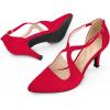 imagemysoft Womens Dress Shoes Closed Toe 3 Inch Heels Cross Strap Stiletto Pumps Wedding Prom Party Evening Formal ShoesRed