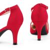 imagemysoft Womens Dress Shoes Closed Toe 3 Inch Heels Cross Strap Stiletto Pumps Wedding Prom Party Evening Formal ShoesRed