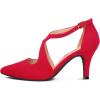 imagemysoft Womens Dress Shoes Closed Toe 3 Inch Heels Cross Strap Stiletto Pumps Wedding Prom Party Evening Formal ShoesRed