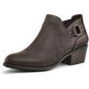 imagemysoft Womens Side Zipper Ankle Boots Low Stacked Heel Chunky Booties Comfortable Round Toe shoesCoffee Pu