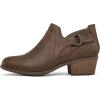 imagemysoft Womens Side Zipper Ankle Boots Low Stacked Heel Chunky Booties Comfortable Round Toe shoesAged Brown