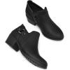 imagemysoft Womens Side Zipper Ankle Boots Low Stacked Heel Chunky Booties Comfortable Round Toe shoesBlack Matte Pu