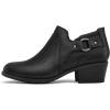imagemysoft Womens Side Zipper Ankle Boots Low Stacked Heel Chunky Booties Comfortable Round Toe shoesBlack Pu