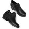 imagemysoft Womens Side Zipper Ankle Boots Low Stacked Heel Chunky Booties Comfortable Round Toe shoesBlack Pu