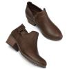 imagemysoft Womens Side Zipper Ankle Boots Low Stacked Heel Chunky Booties Comfortable Round Toe shoesBrown Pu