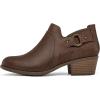 imagemysoft Womens Side Zipper Ankle Boots Low Stacked Heel Chunky Booties Comfortable Round Toe shoesBrown Pu