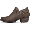 imagemysoft Womens Side Zipper Ankle Boots Low Stacked Heel Chunky Booties Comfortable Round Toe shoesDark Taupe Pu